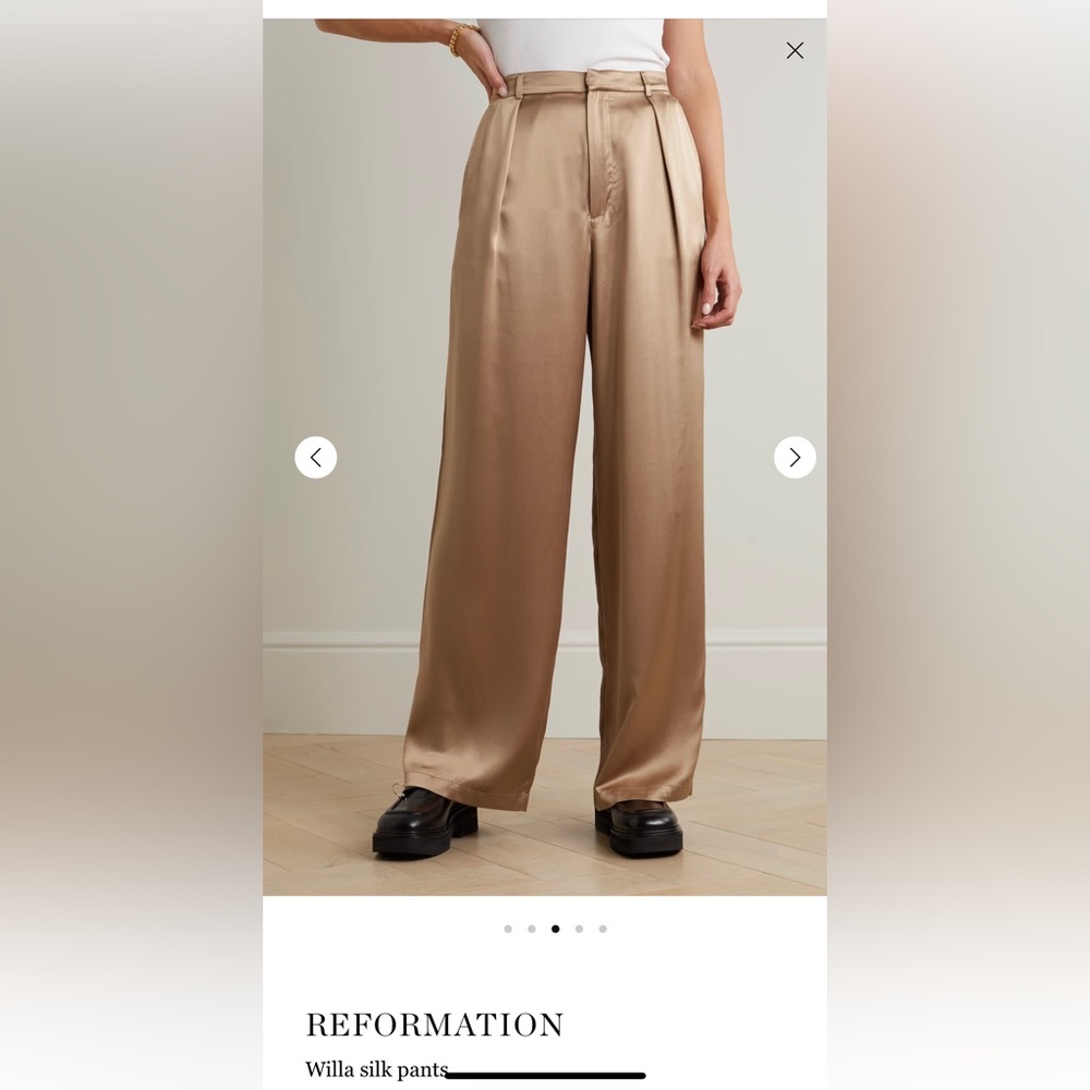 Reformation willa silk trousers brown